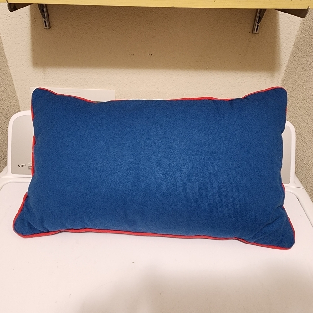 🎅Christmas Embroidered Santa Lumbar Throw Pillow 19x11" Blue Wondershop Holiday - Picture 2 of 10